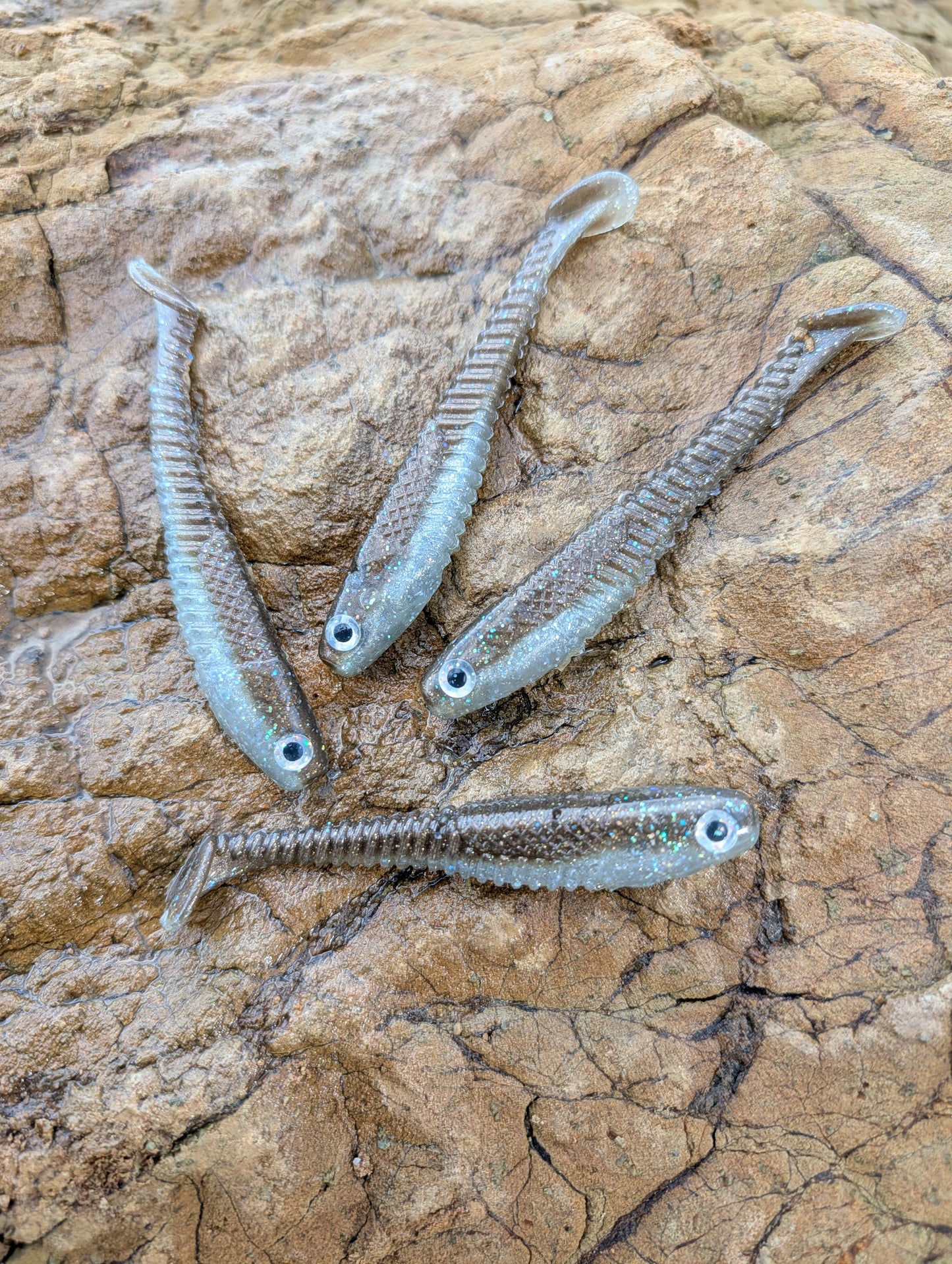 Hollow Tip – Blunt Smoke | 3.7” Ribbed Swimbait (4 Pack)