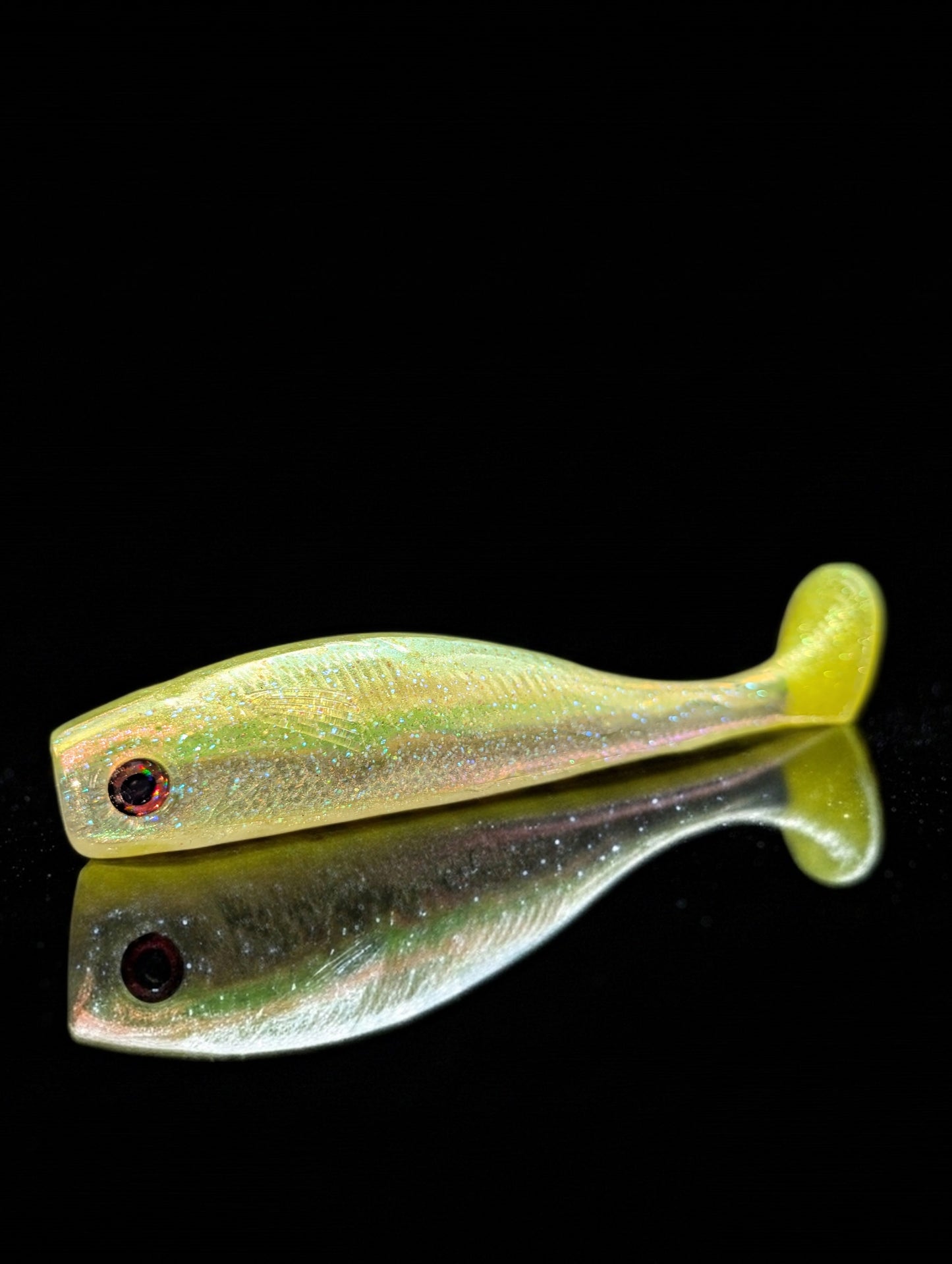 7" Holographic Chartreuse/White Paddle Tail