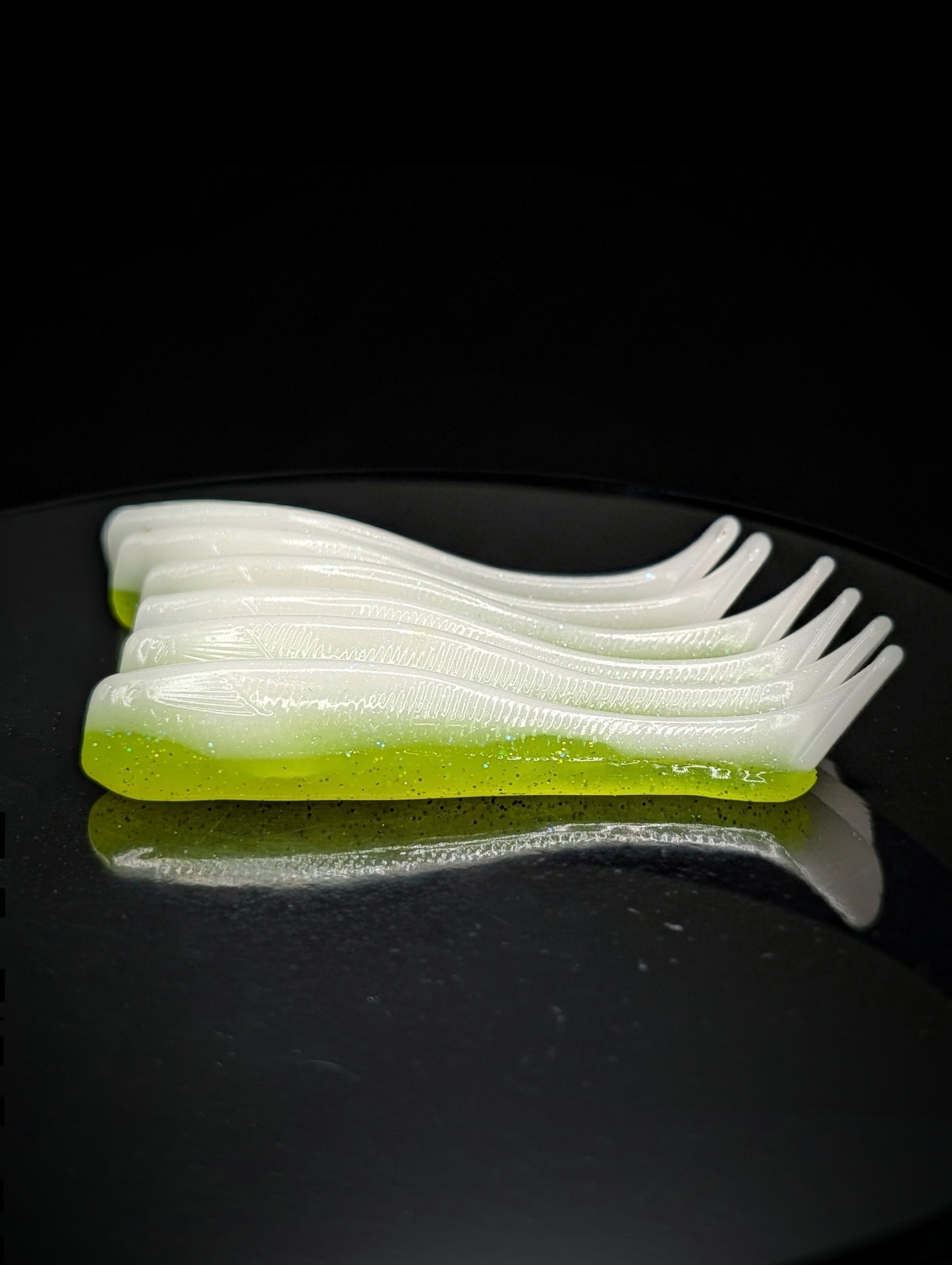 (6Pack) 4" Lime Stripe - High Viz JackHammer Style Swimbaits
