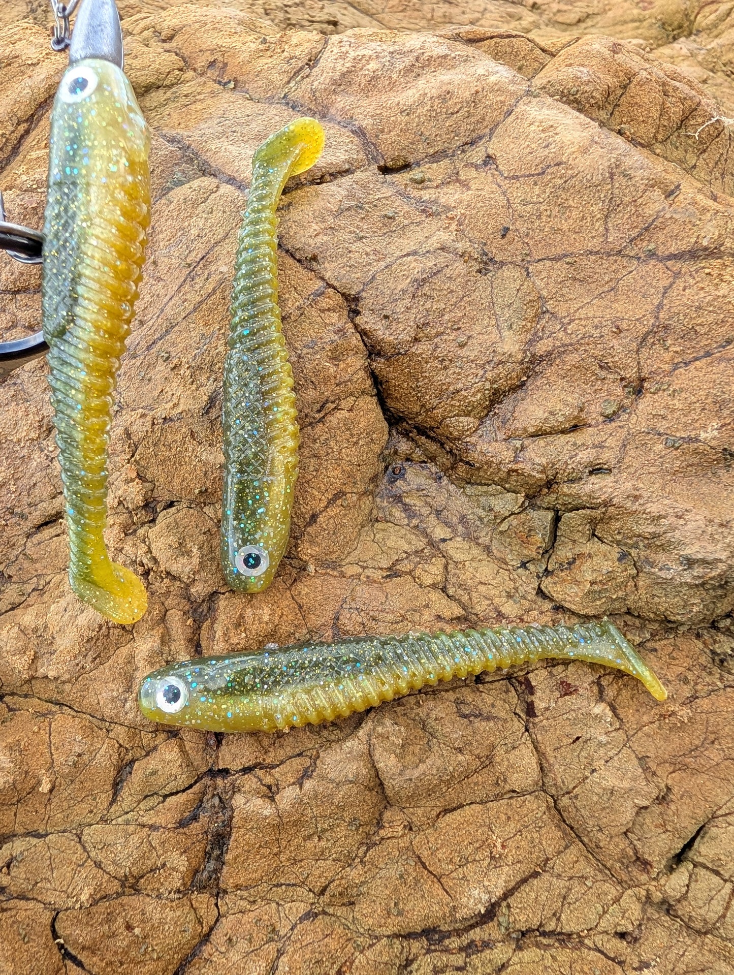 Hollow Tip - Mustard Greens | 3.7” Ribbed Swimbait (4 Pack)
