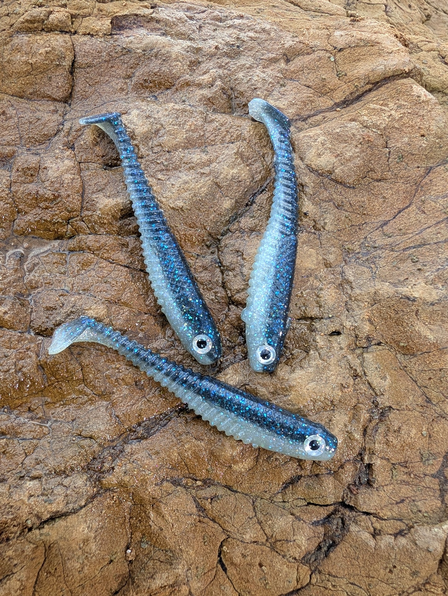 Hollow Tip – Blue Steel | 3.7” Ribbed Swimbait (4 Pack)