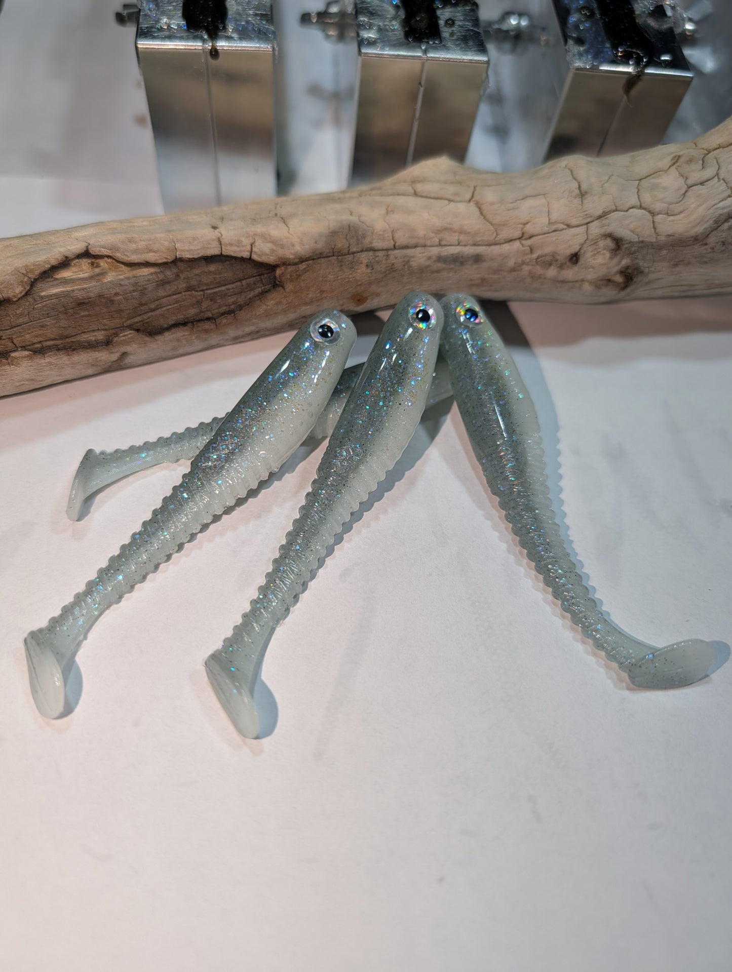 Hollow Tip Series– Blue Ice | 3.7” Ribbed Swimbait (4 Pack)