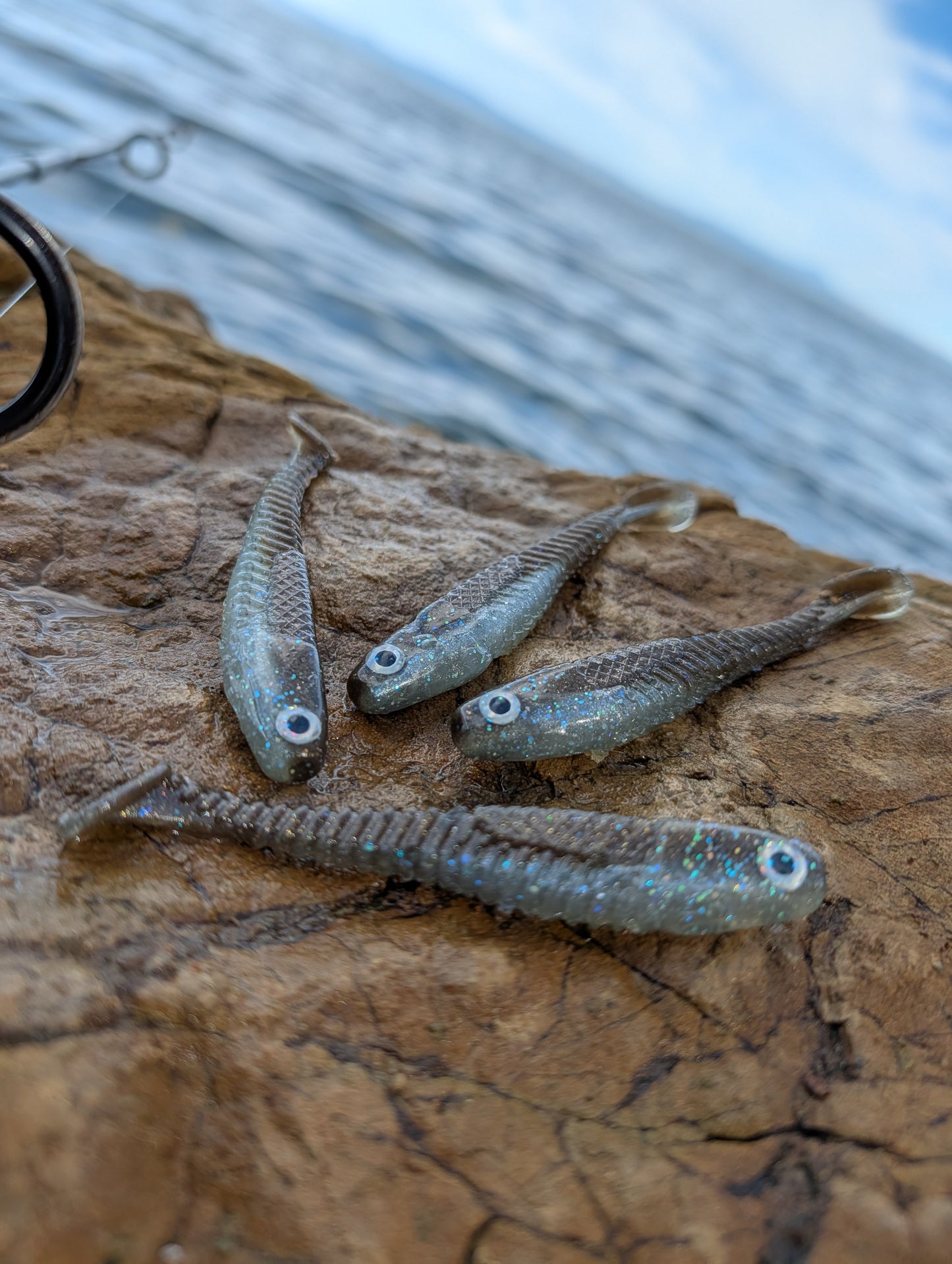 Hollow Tip – Blunt Smoke | 3.7” Ribbed Swimbait (4 Pack)