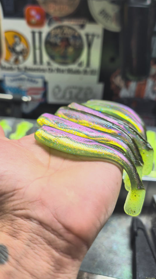 (6Pack) 4" Halibut  Hustler Holographic Jackhammer Style Swimbait
