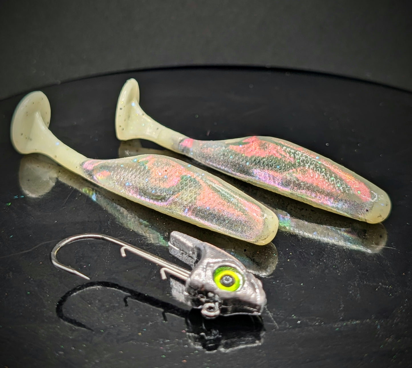(2Pack) 3.8" Bone Burner / 3/4oz AAP Jighead Combo