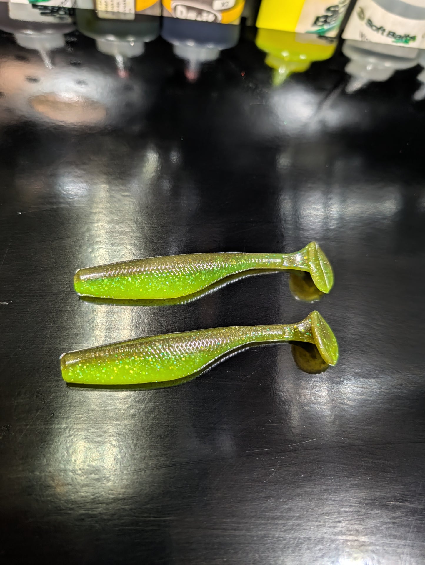 3.8” Mustard Green Paddle Tail Swimbait (2-Pack)