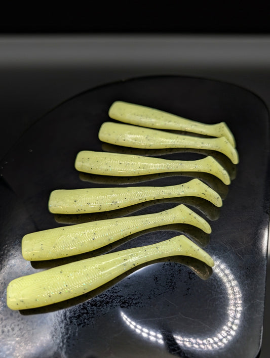 4" Lemon Poppyseed  Paddle Tail Swimbaits (6 Pack)