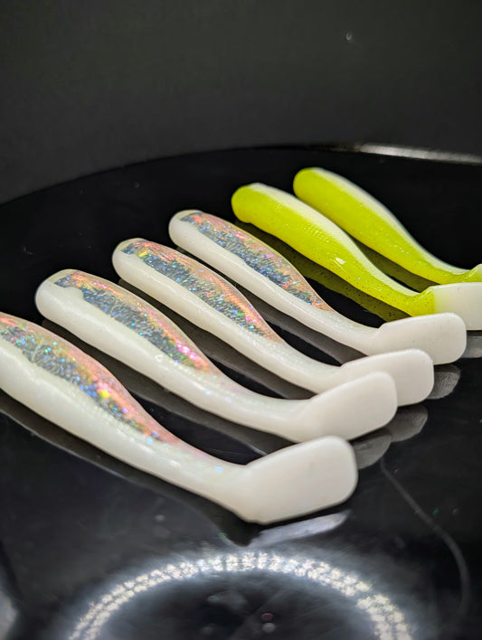 (6Pack) 4" Wave Form Holographic /White & Yellow Chartreuse