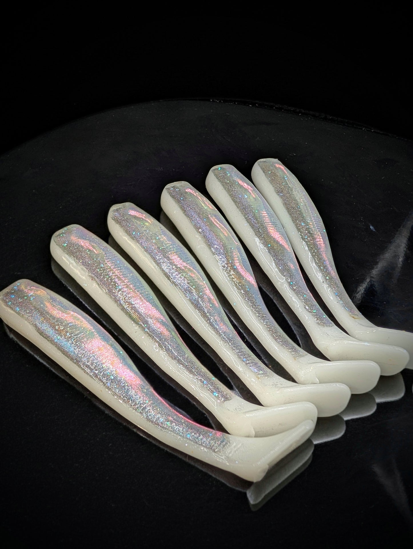 (6Pack) 4" Ghost Plug Holographic JackHammer Style Paddletail Swimbaits