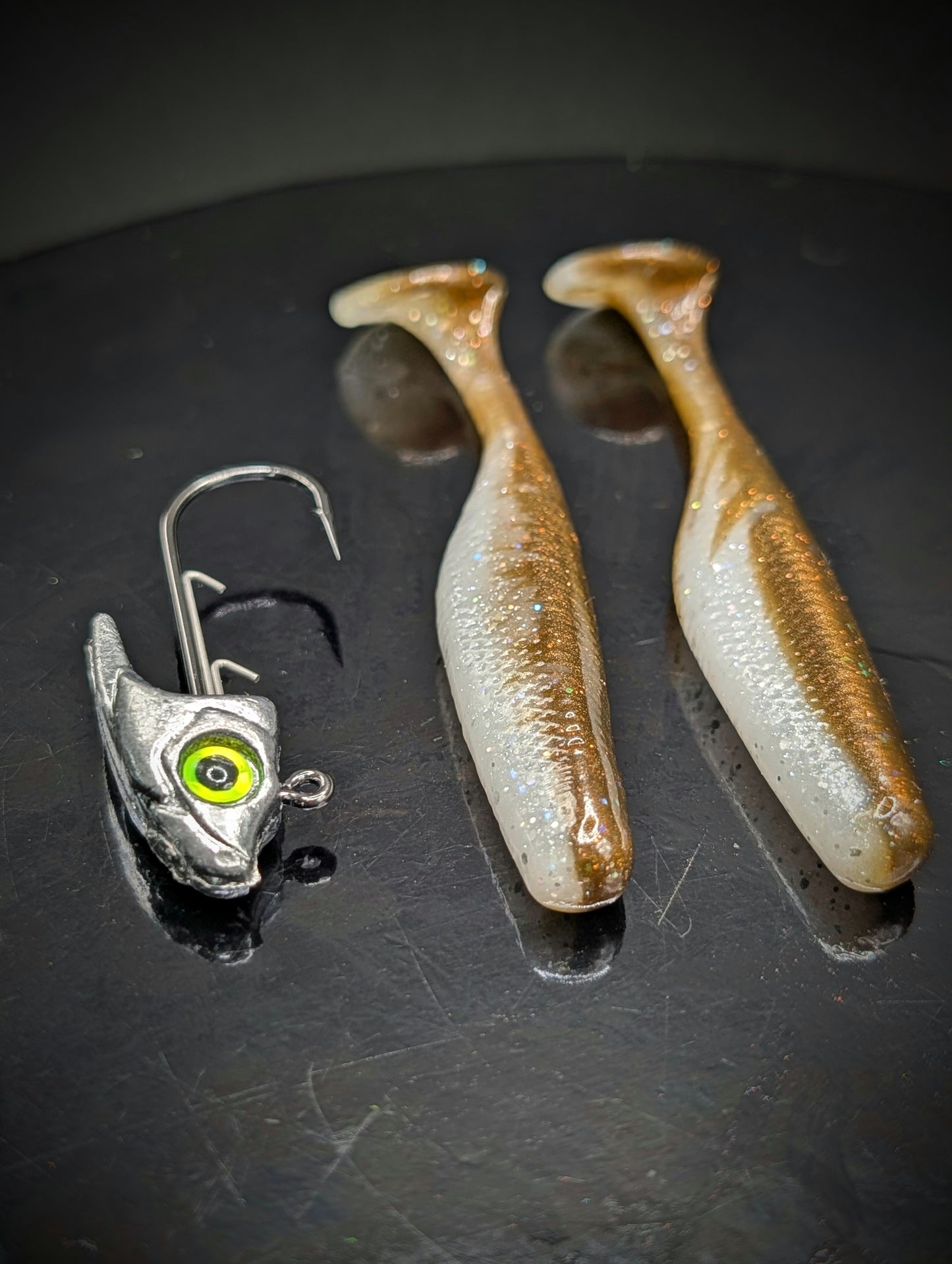 3.8" Blunt Smoke Paddletail Swimbaits + 3/4oz AAP Jighead Combo