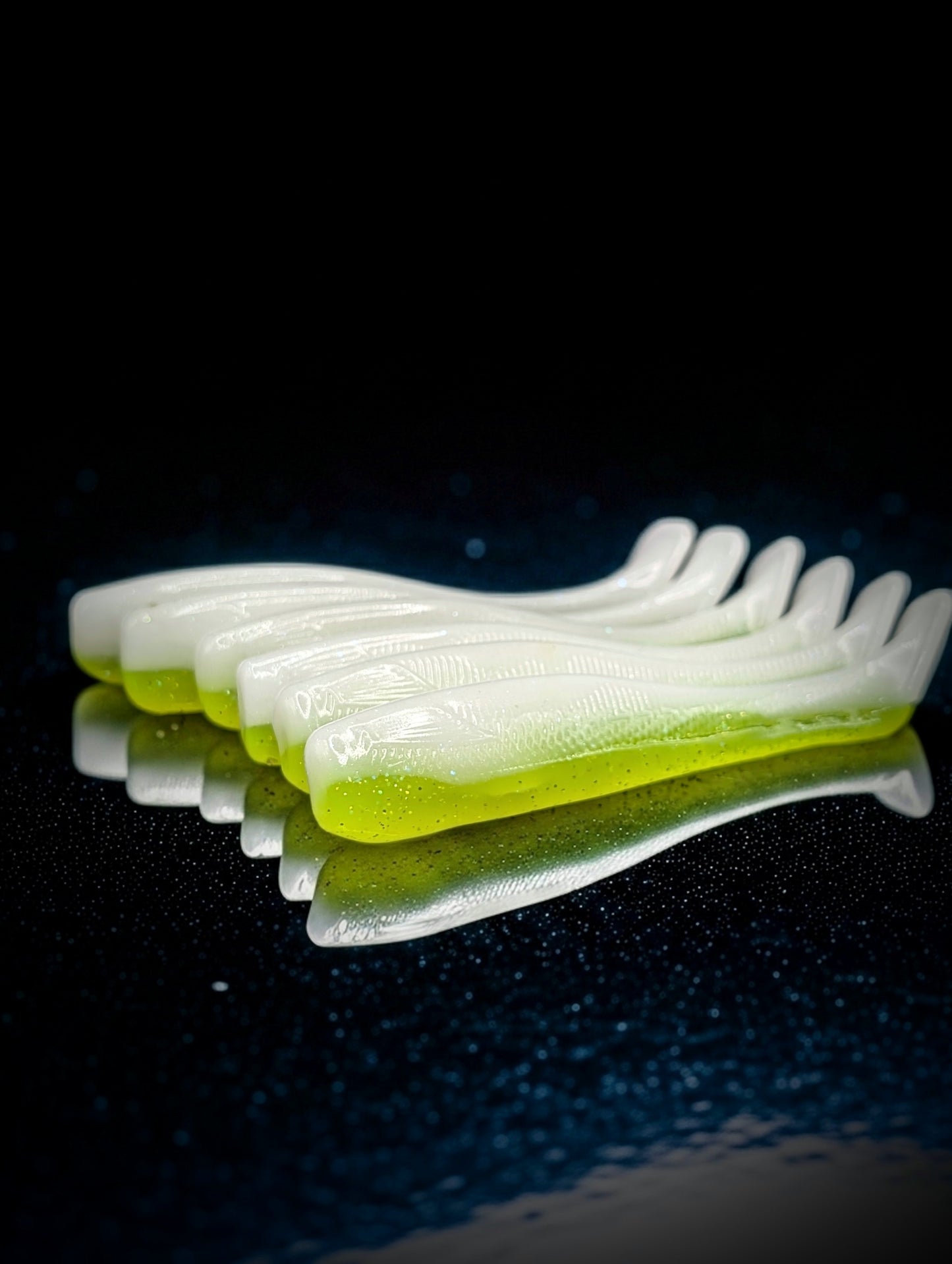 (6Pack) 4" Lime Stripe - High Viz JackHammer Style Swimbaits