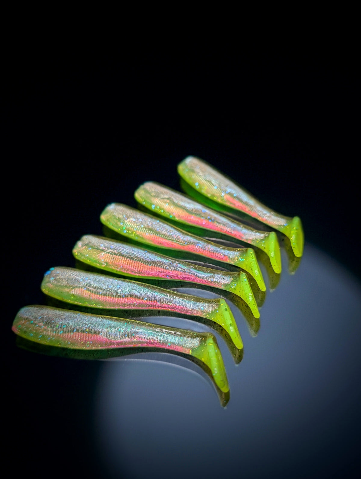 (6Pack) 4" Halibut  Hustler Holographic Jackhammer Style Swimbait